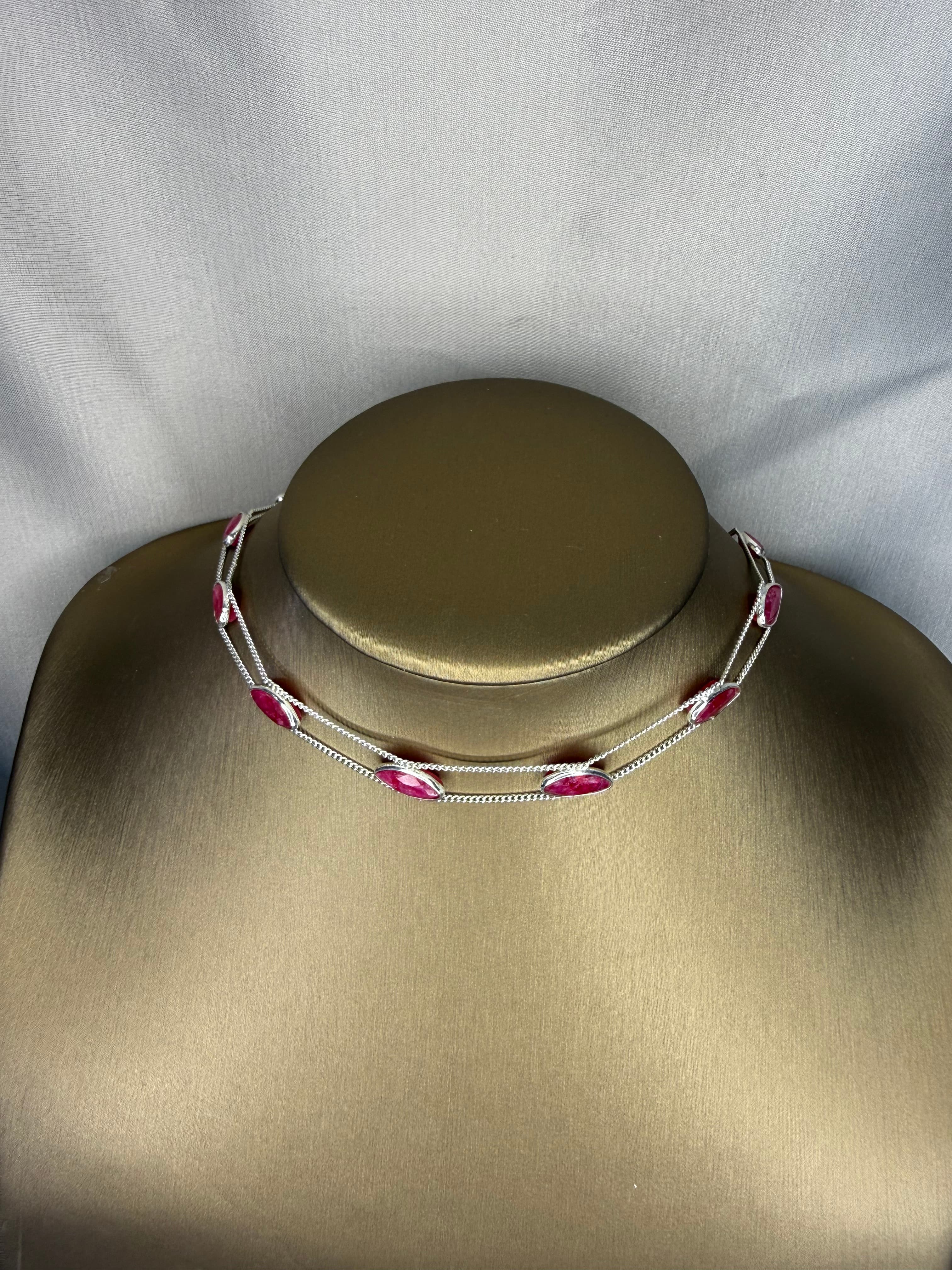 Rubin- ezüst choker lánc