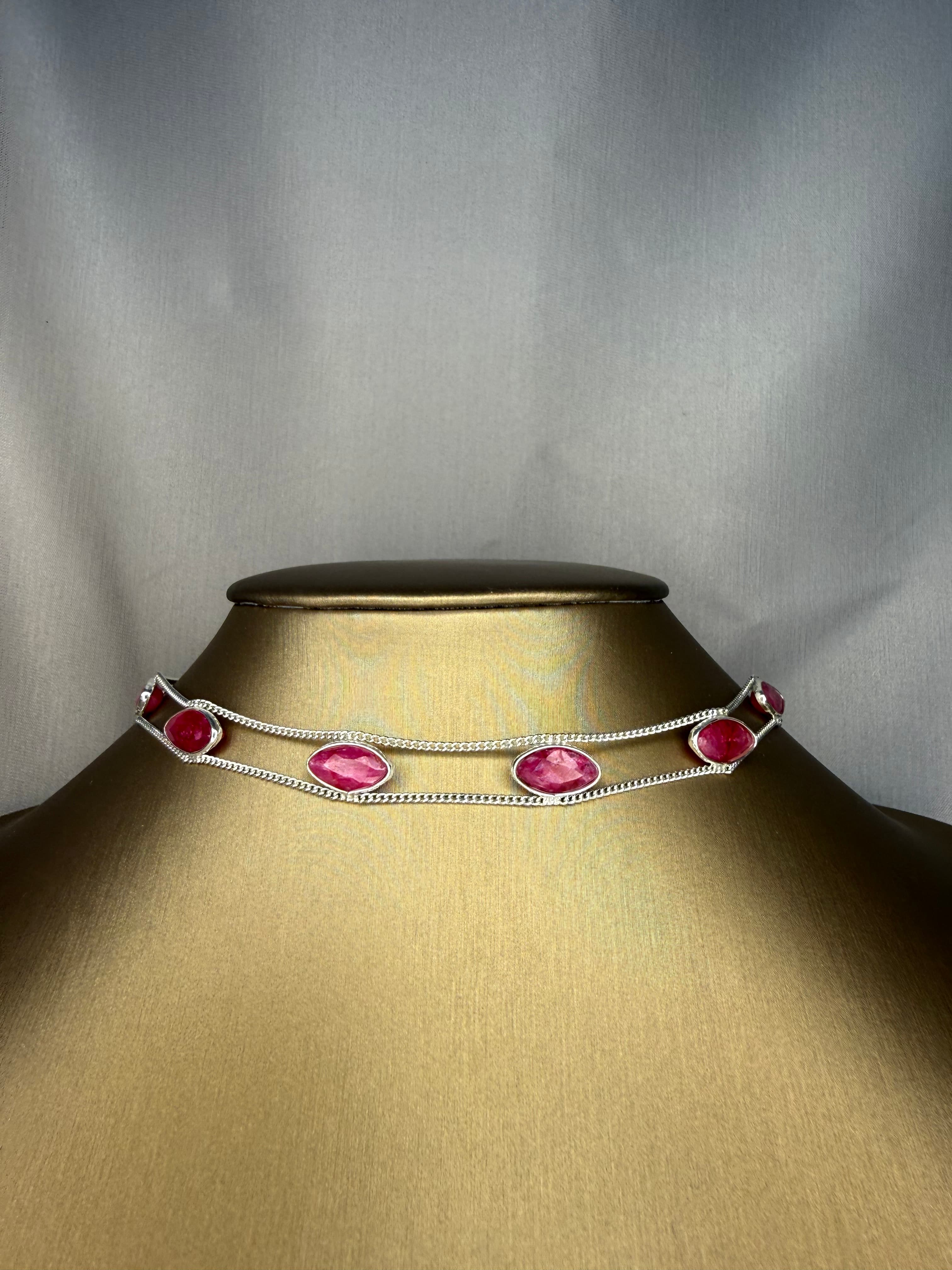 Rubin- ezüst choker lánc
